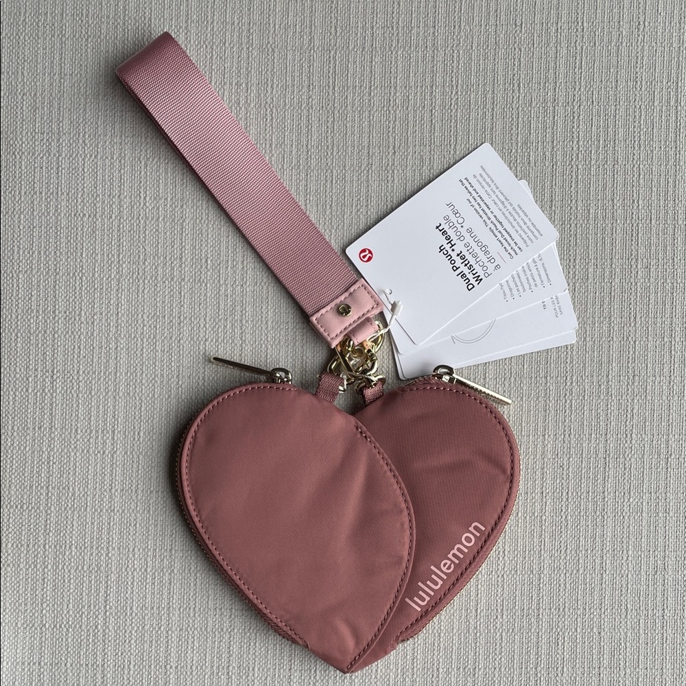 Lululemon Dual Pouch Wristlet *Heart - Spiced Chai/Pink Haze/Gold